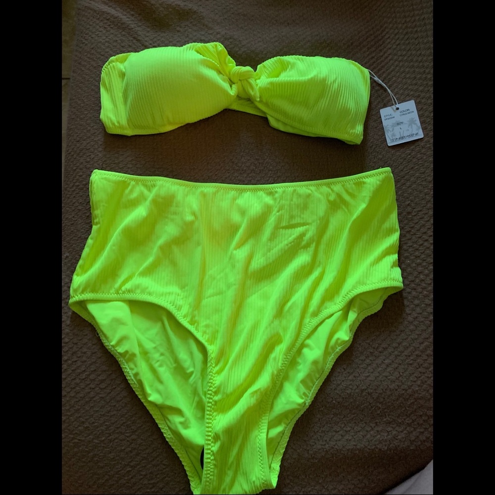 Fashion nova two piece neon yellow bikini